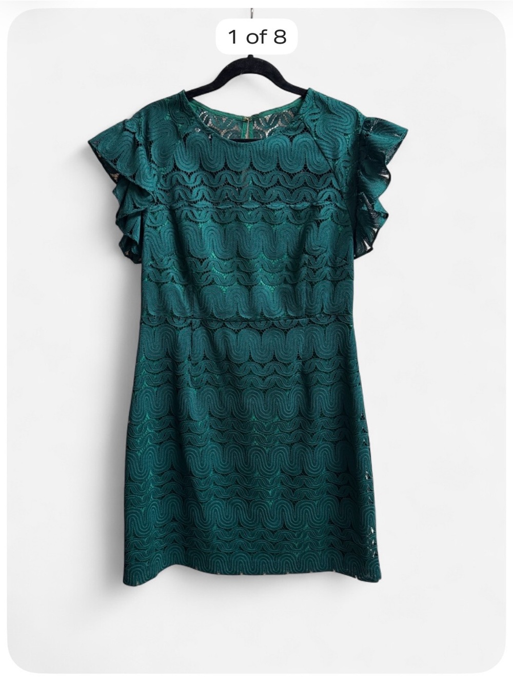 Trina Turk Emerald Green Lace Flutter Sleeve Dress Size 14